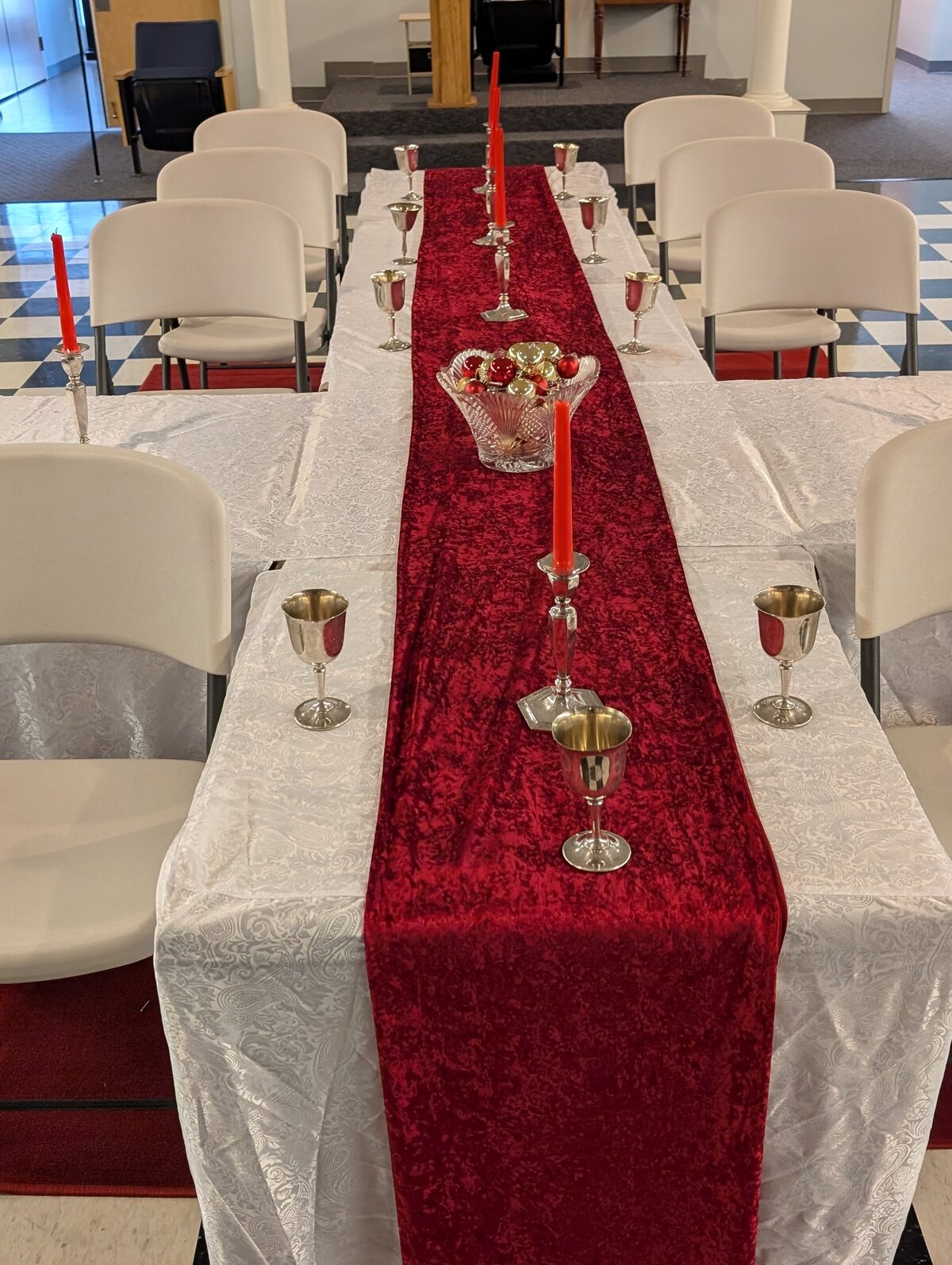 Christmas Observance and Officer Installation table setting